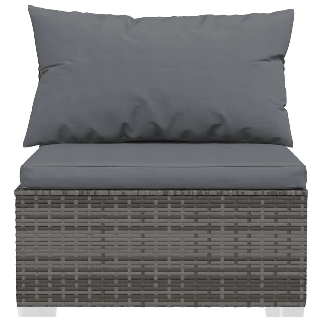9 Piece Gray Poly Rattan Patio Set with Cushions I25489
