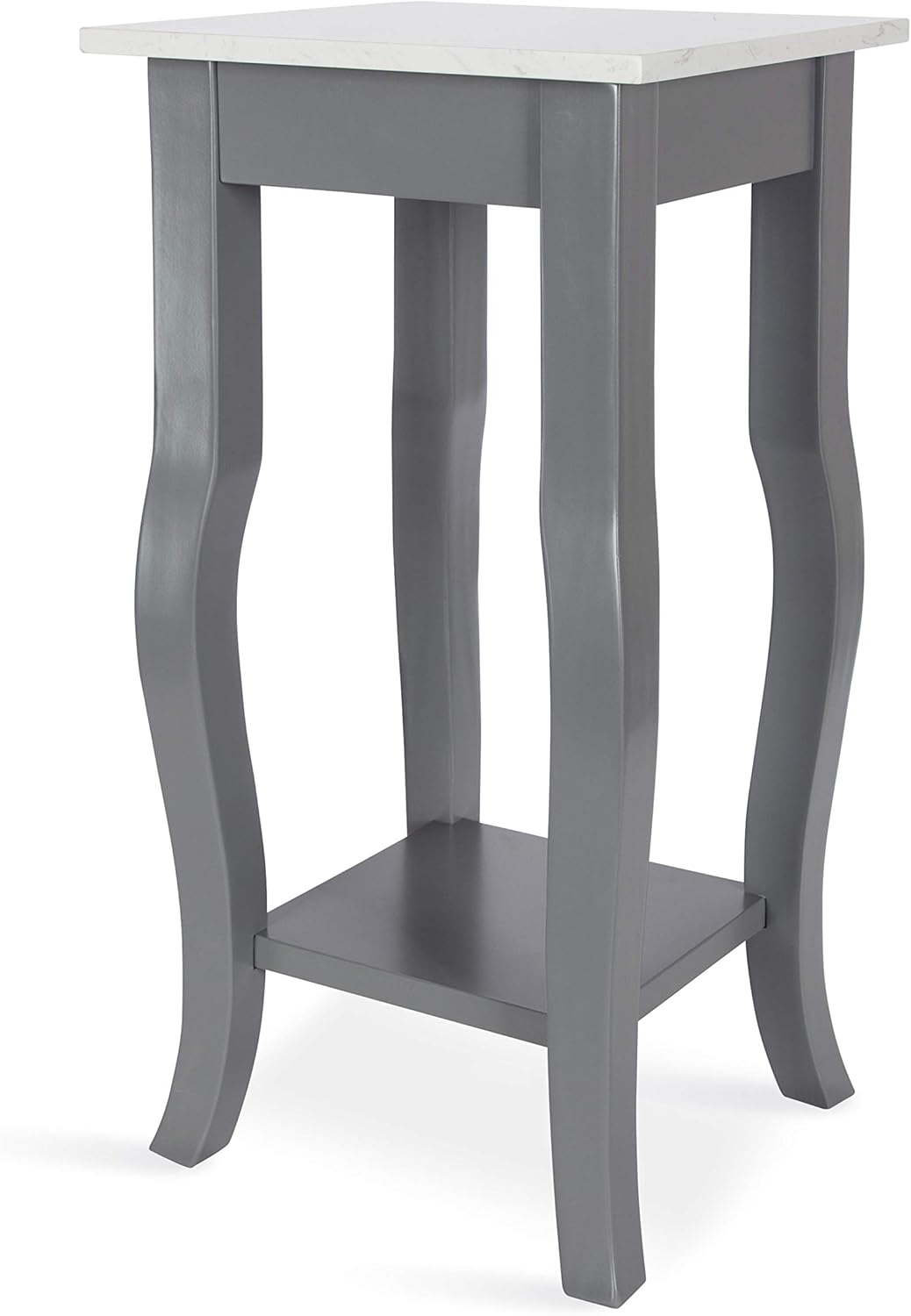 Black Wood Pedestal End Table with Display Shelf X7133