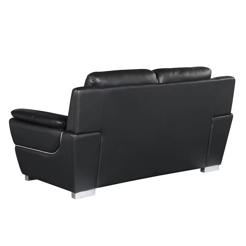 69" Modern Faux Leather Upholstered Loveseat in Black F207