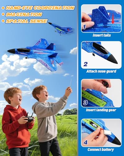 2.4GHz Remote Control Airplane with Gyro Stabilizer LED Light Red X90607