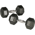 110 lbs Rubber Hex Dumbbell with Chrome Ergo Handle N3759
