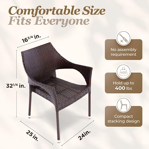 Outdoor Dining Chairs Set of 4 Stackable Wicker D7298