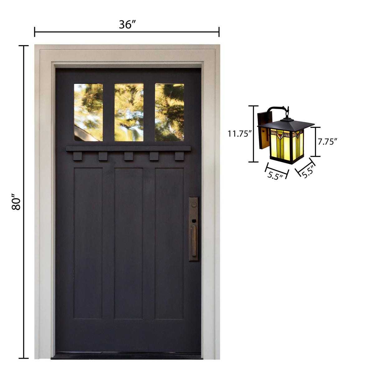 1-Light Bronzed Stained Glass Outdoor Wall Sconce T86531