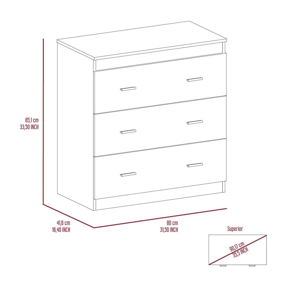 Black 3-Drawer Wood Dresser U522224
