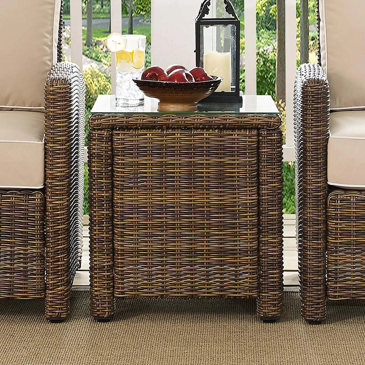 Brown Wicker Rattan Patio End Table C904578