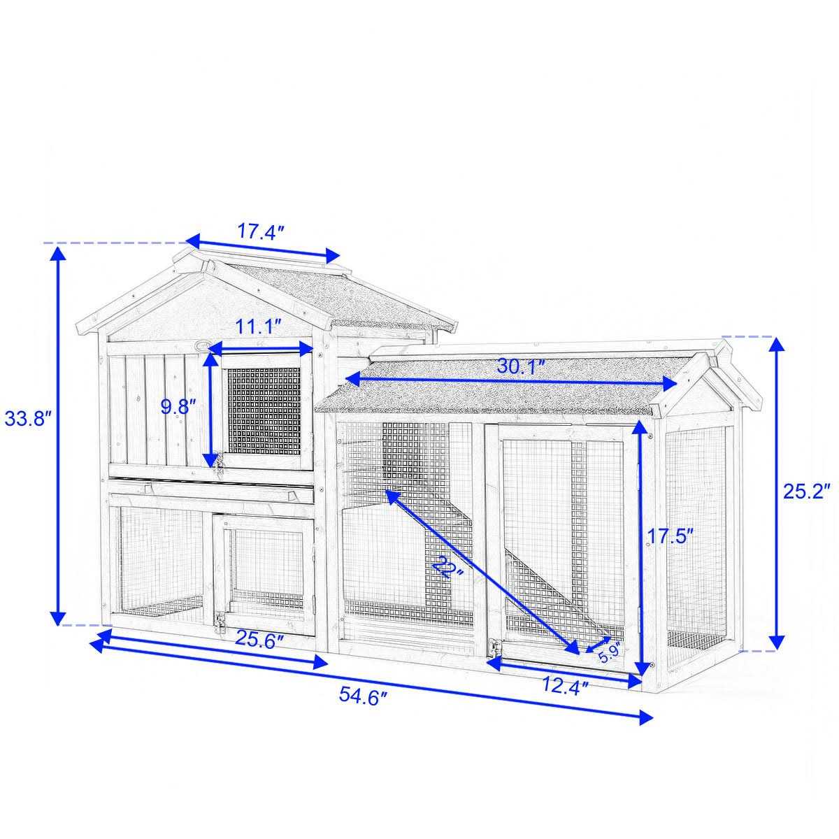 2-Tier Outdoor Wooden Rabbit Hutch with Ramp D166748