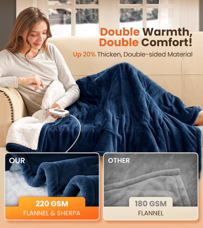 Heated Electric Blanket with Flannel Sherpa U4890