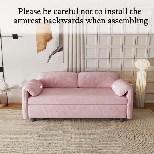 54'' Velvet 2-Seater Pull Out Sofa Bed with Storage Pockets D866193