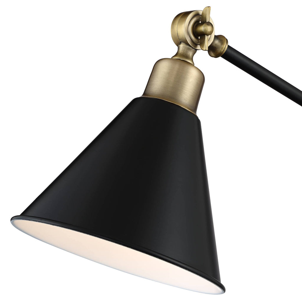 Modern Industrial Desk Table Lamp with USB Charging Port Adjustable Black Antique Brass Q354