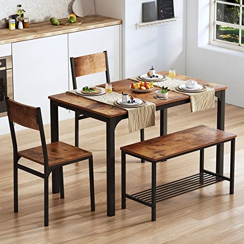 4-Piece Kitchen Table and 2 Chairs with Bench M849