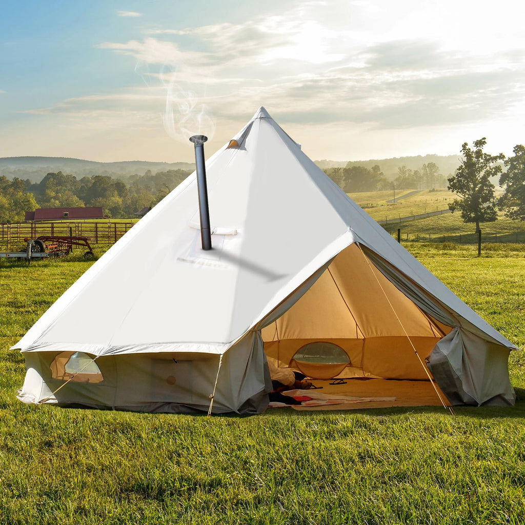 4 Seasons Waterproof Cotton Camping Tent with Stove Jacks E27978