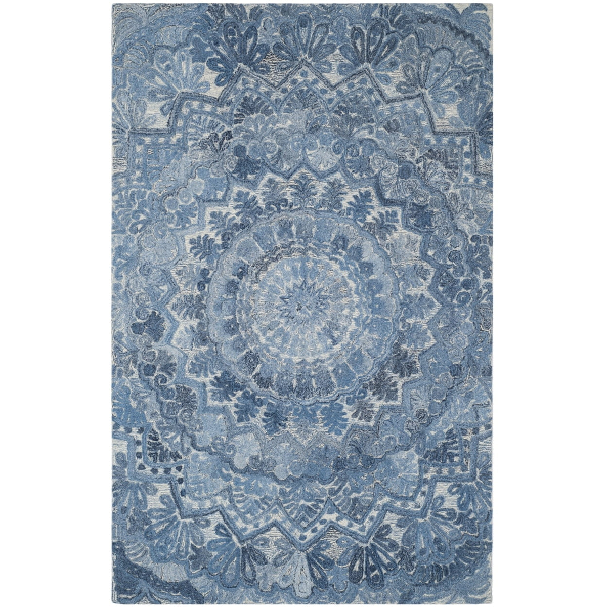 Blue / Ivory Handmade Rug L2564