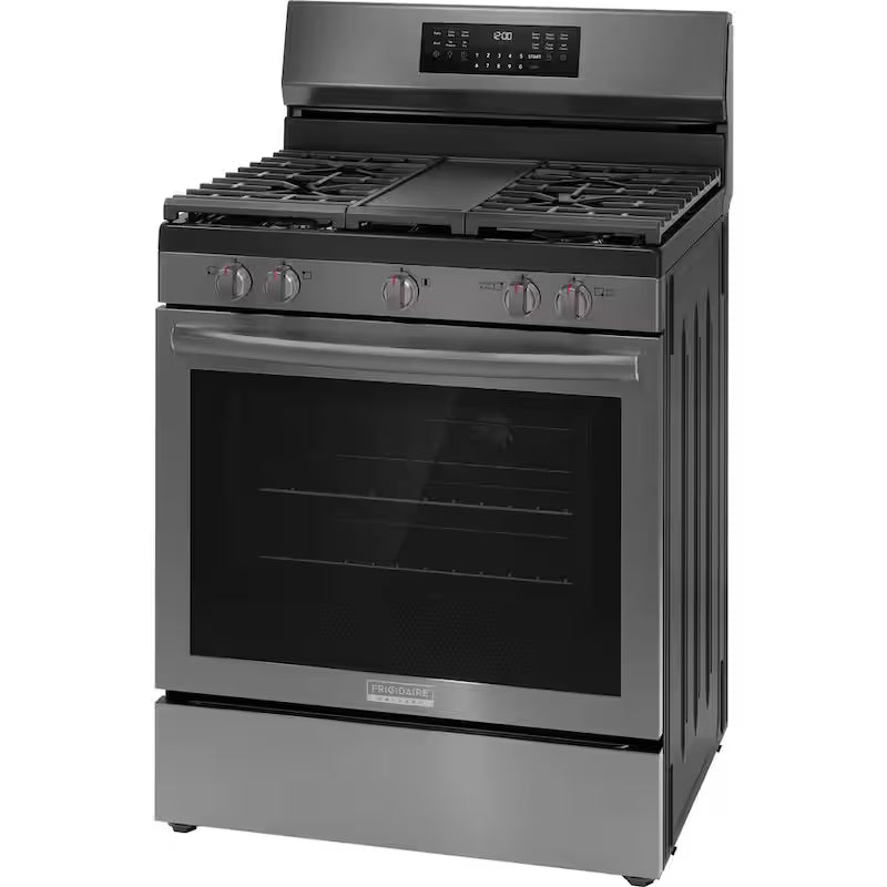 30 in. 5 Burner Freestanding Gas Range in Black Stainless Steel with True Convection and Air Fry J18013