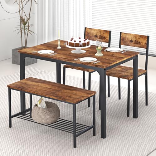 4-Piece Kitchen Table and 2 Chairs with Bench M849