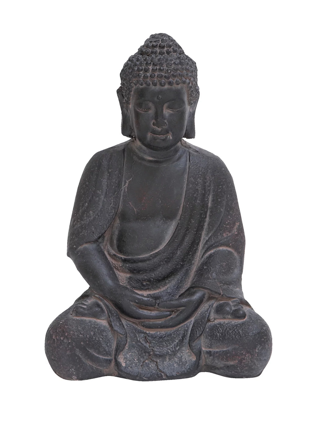 8" x 12" Gray Ceramic Meditating Buddha Sculpture G1753
