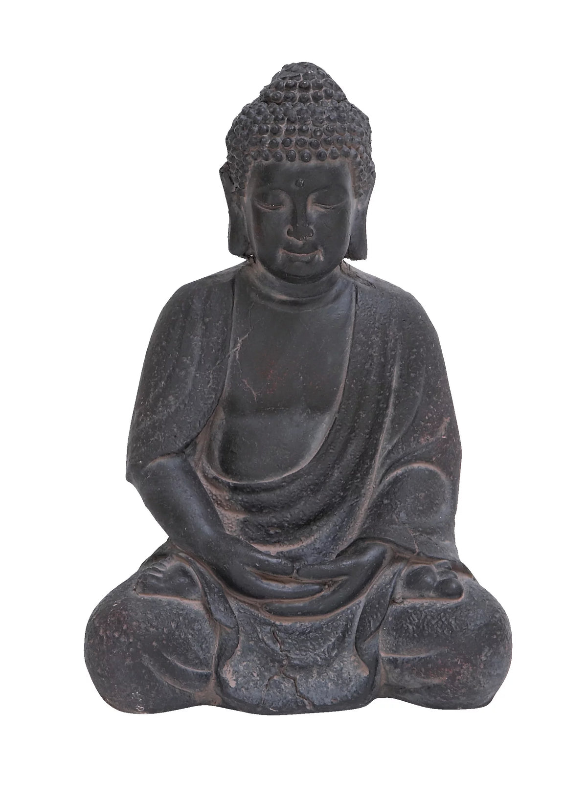 8" x 12" Gray Ceramic Meditating Buddha Sculpture G1753