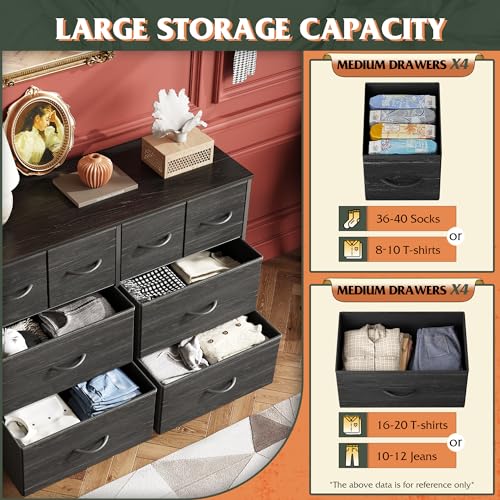 Charcoal Black 8 Fabric Drawer Dresser G385