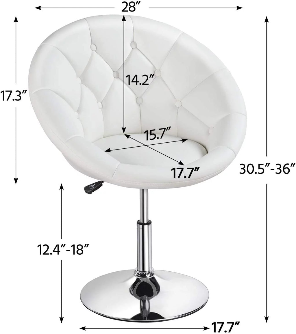 White Tufted Height Adjustable Swivel Accent Chair H579