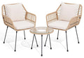 3 Piece Beige Wicker Patio Bistro Set with Cushions G798998