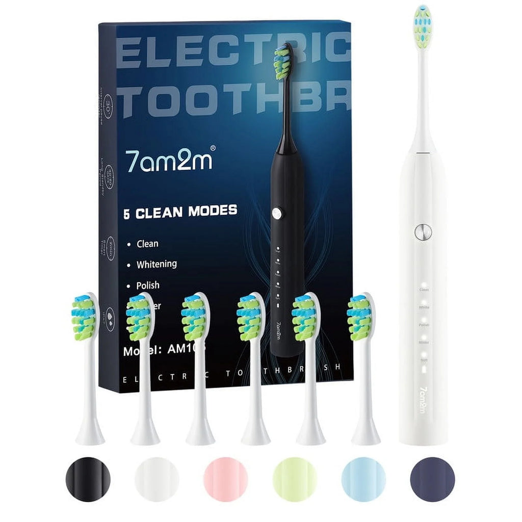 Sonic Electric Toothbrush with 6 Brush Heads, 5 Modes, Black U235