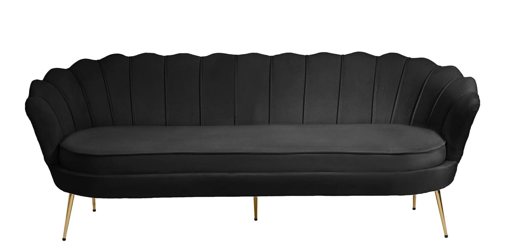 Black Velvet Channel Tufted Sofa C366776