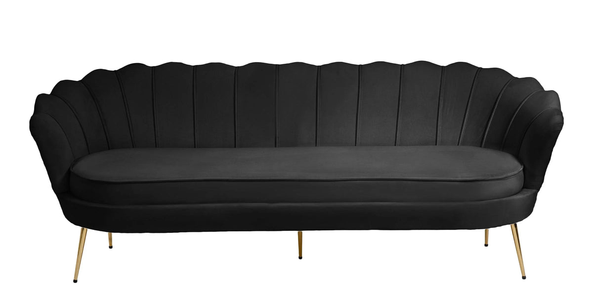 Black Velvet Channel Tufted Sofa C366776