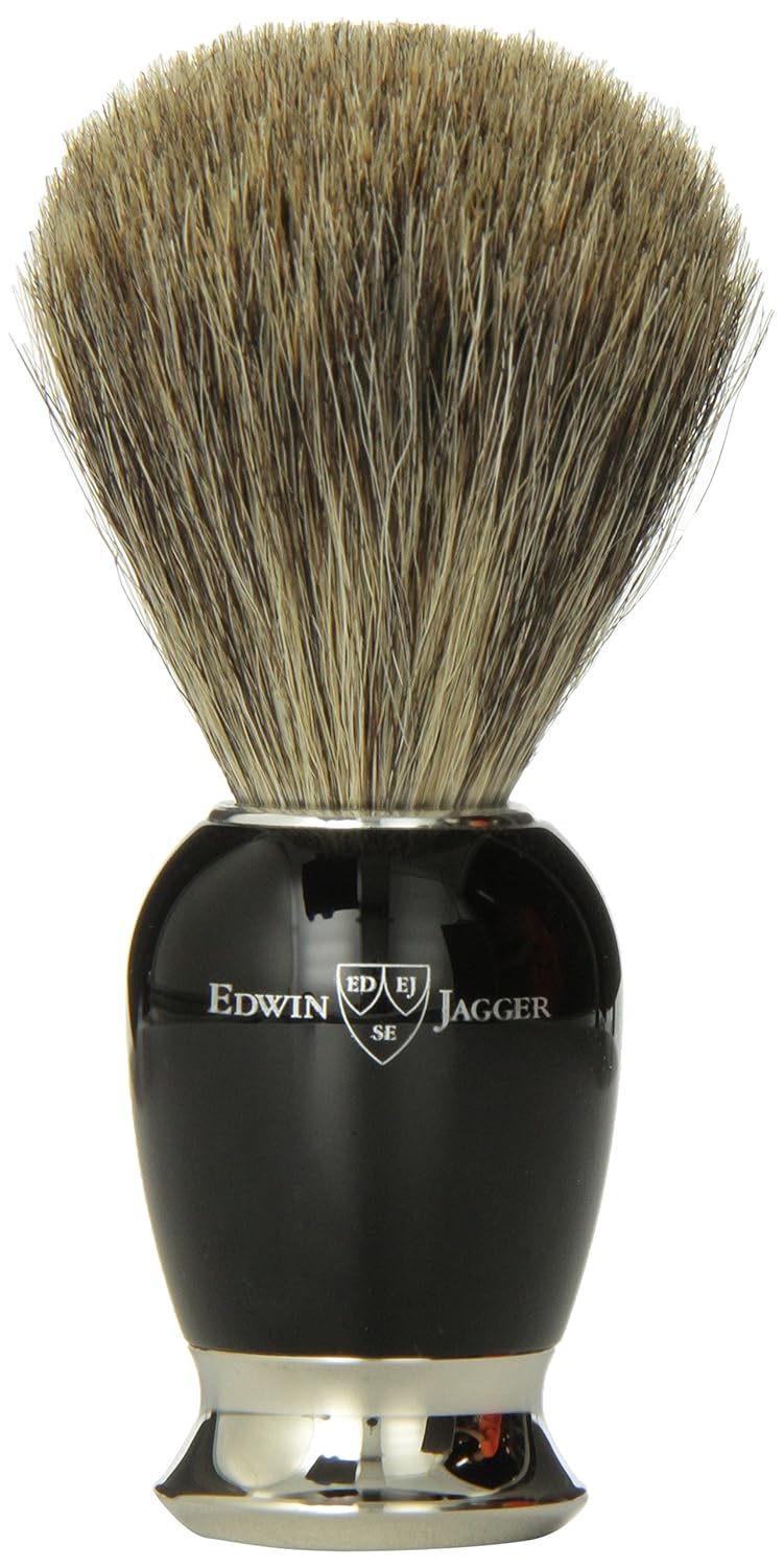 Simulated Horn Pure Badger Hair Shaving Brush with Nickel Plated Collar and End Cap Pack of 2 I886