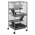 Rolling Small Animal Cage with 4 Platforms and Removable Tray Silver Grey J891