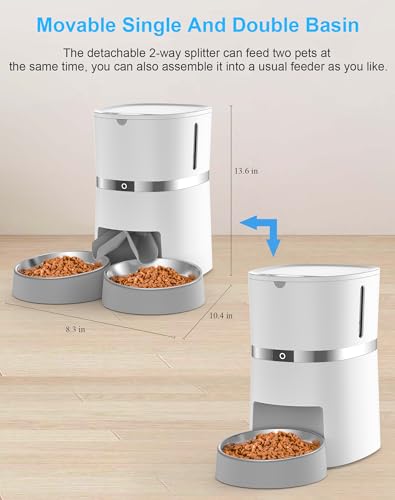 Automatic Cat Feeder with Two-Way Splitter and Double Bowls B592