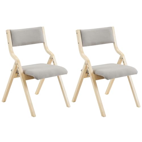 Wooden Padded Folding Chairs 2 Pack with Cushions B586775