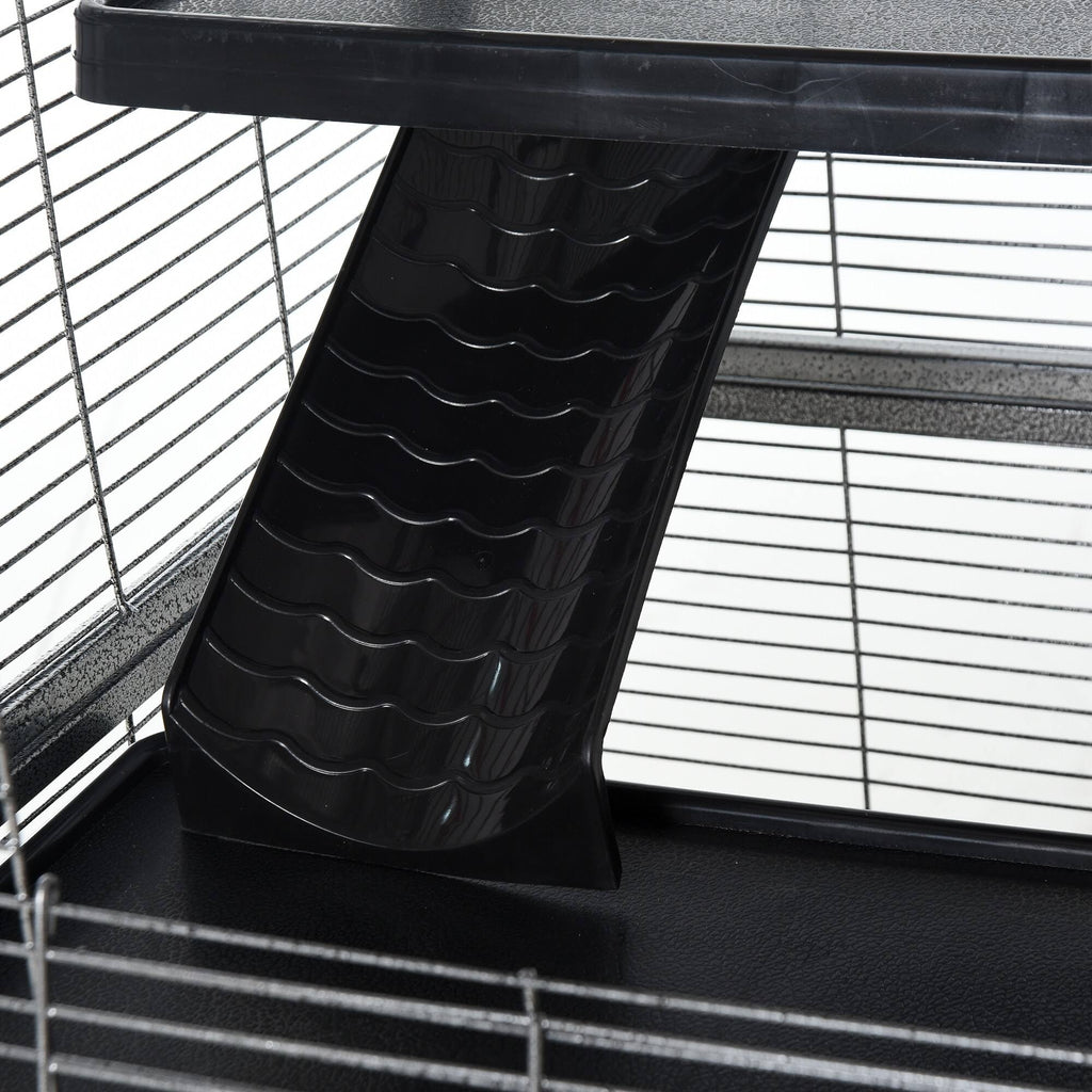 Rolling Small Animal Cage with 4 Platforms and Removable Tray Silver Grey J891