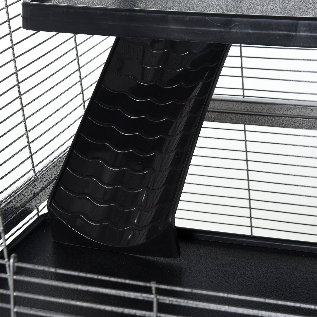 Rolling Small Animal Cage with 4 Platforms and Removable Tray Silver Grey J891