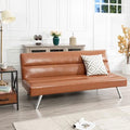 Caramel Leather Futon Sofa Bed Y398052