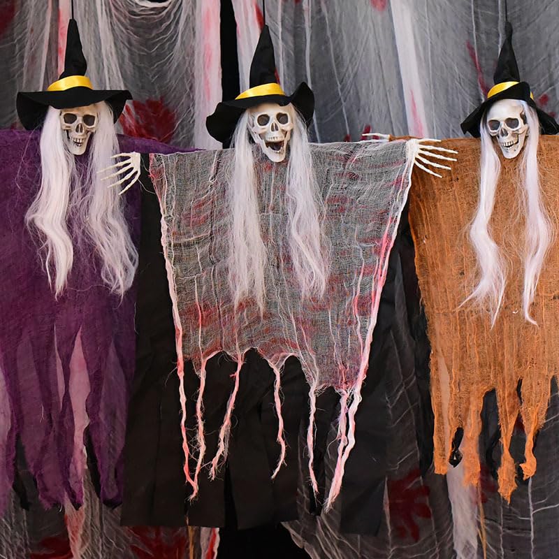 3 Pack Skeleton Ghosts Hanging Halloween Decorations D62055