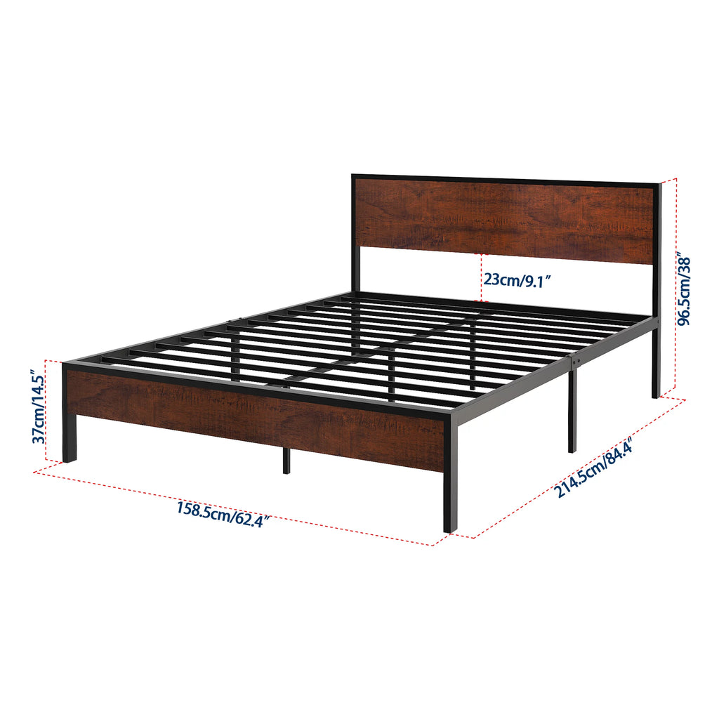 Full Metal Bed Frame with Wood Headboard B988564