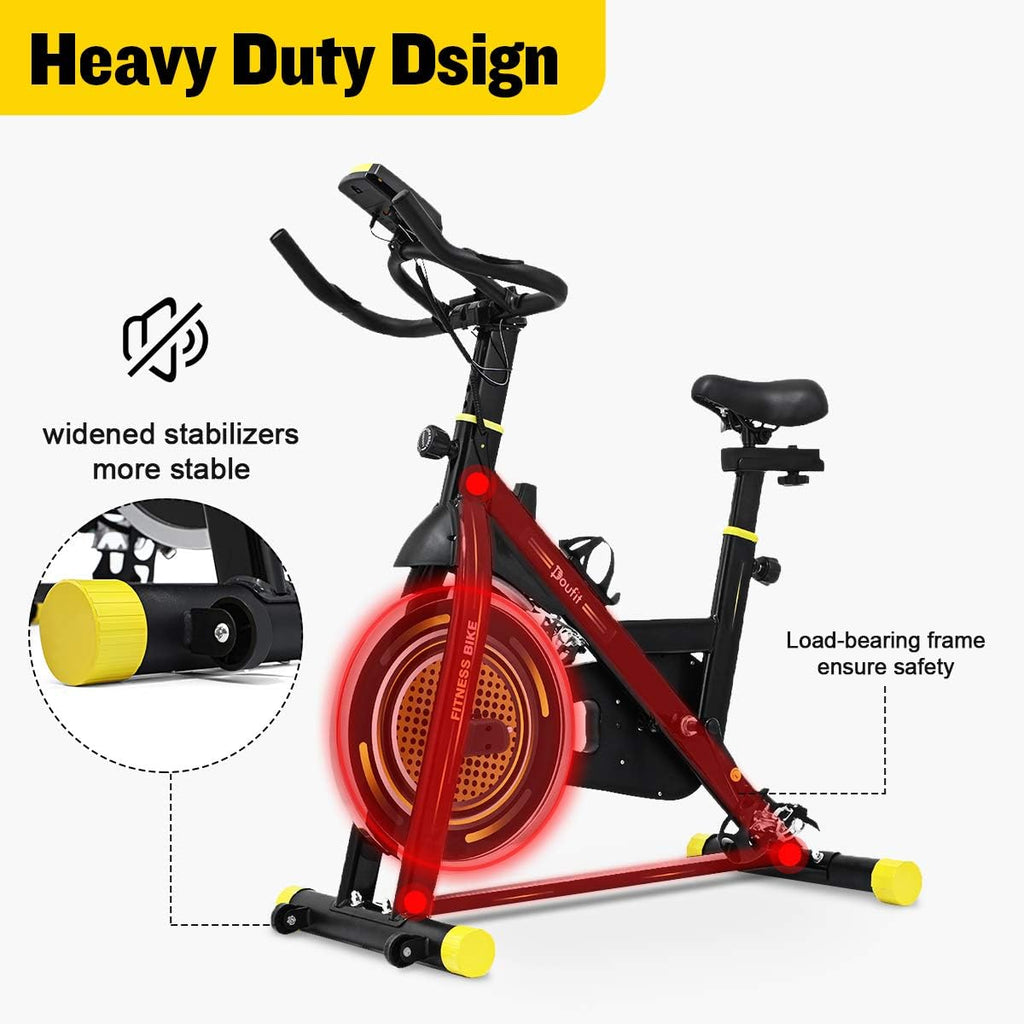 Indoor Cycling Bike Stationary Exercise Bike with LCD Monitor and Clip in Pedals P792990