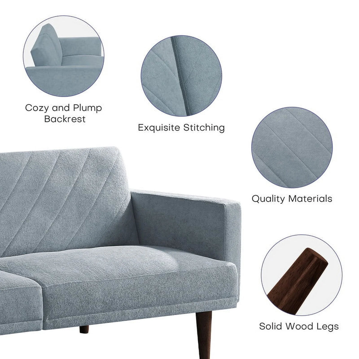 Blue Convertible Futon Sofa Bed E231