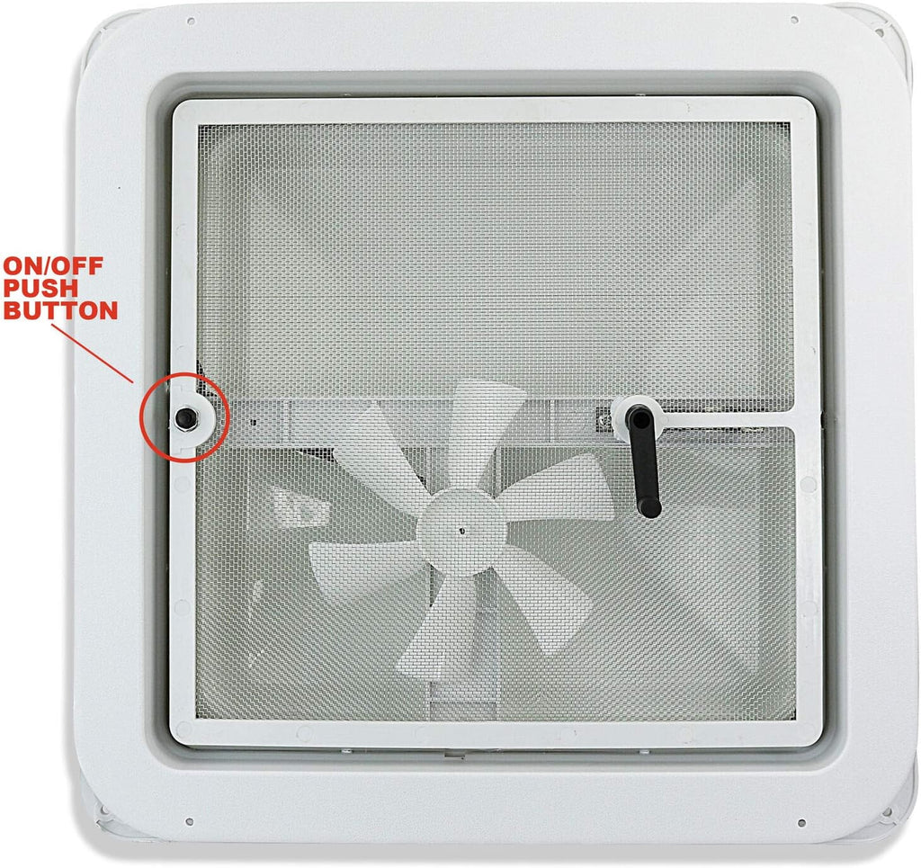 White Lid 12V RV Roof Vent with Fan D74527