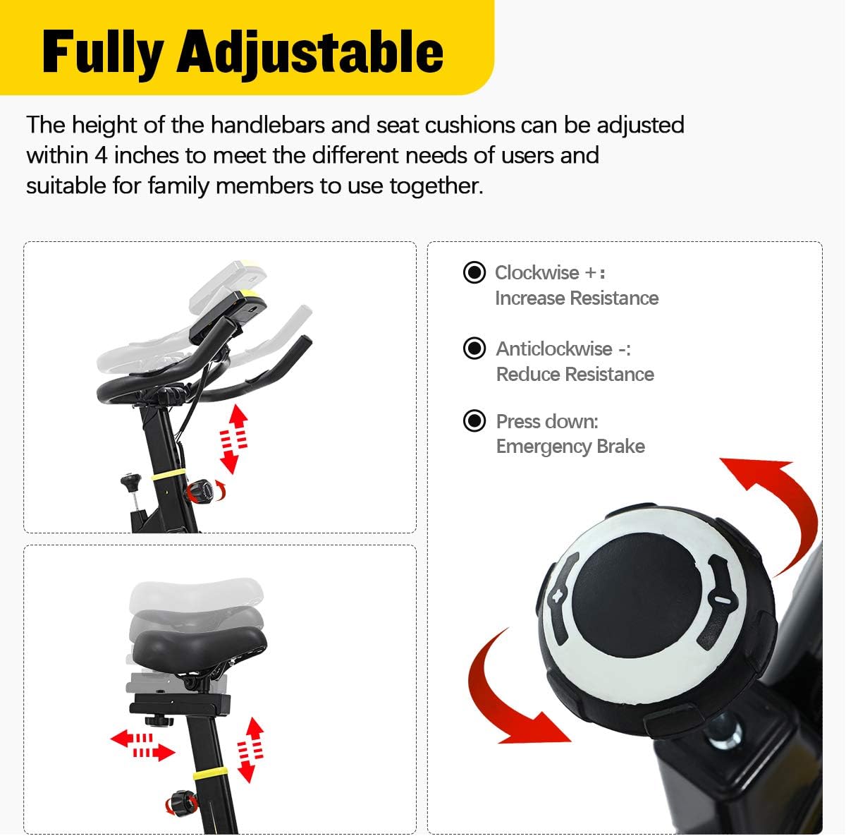 Indoor Cycling Bike Stationary Exercise Bike with LCD Monitor and Clip in Pedals P792990