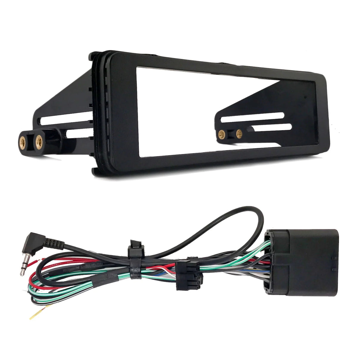 Single DIN Bluetooth USB AUX AM/FM Radio Receiver, 2x 6.5 120W Marine Speakers, Stereo Install Kit, Speaker Adapters M5498