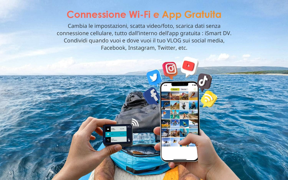 Native 4K 60fps 20MP Touch Screen Wi-Fi Action Sports Camera with 40M Waterproof Case Y8964