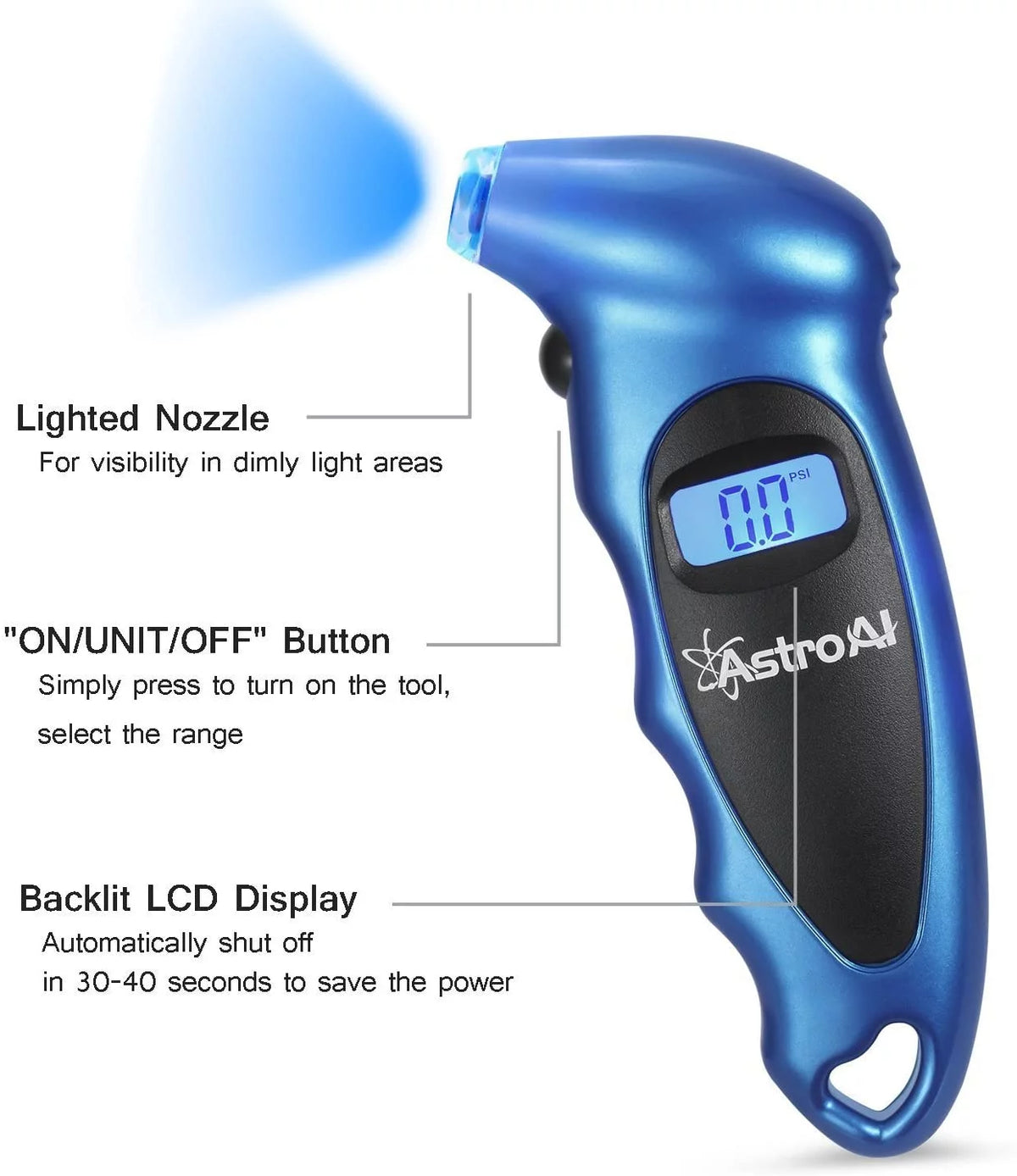 Tire Pressure Gauge, Digital Tester, Blue, 0-150 PSI F8883