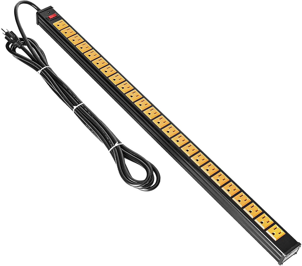 24-Outlet Metal Power Strip with 15-Foot Extension Cord, Black, Pack of 2 H23580