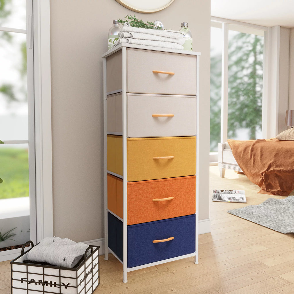 Beige 5-Drawer Vertical Storage Dresser O660