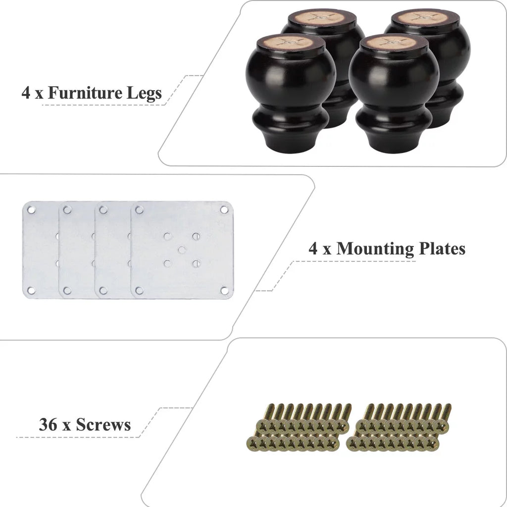 4" Wood Furniture Leg 4 Pack V7686