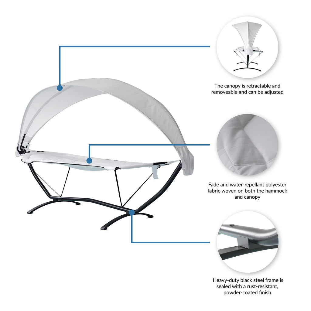 Steel Frame Lounger With Canopy L35140