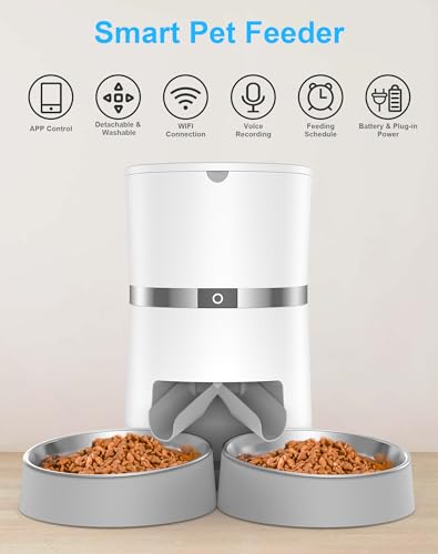 Automatic Cat Feeder with Two-Way Splitter and Double Bowls B592