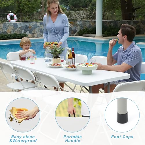 6FT White Portable Plastic Folding Table I2602