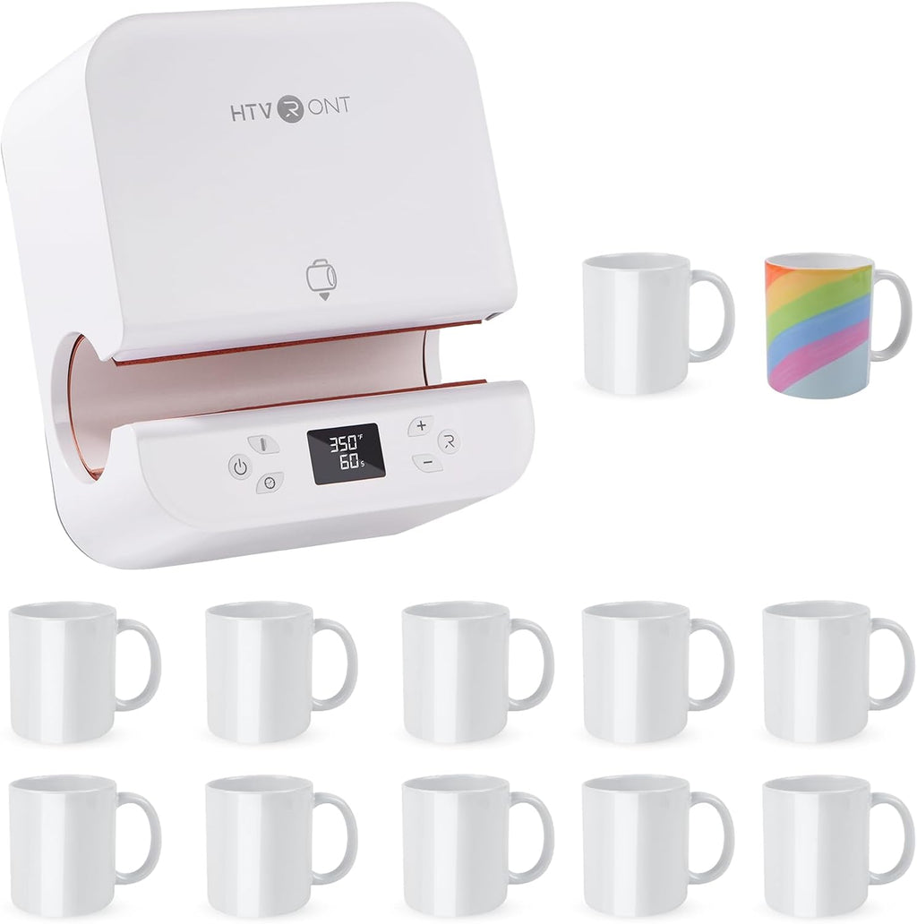 Auto Tumbler Heat Press Machine with 12pack Sublimation Mugs Blanks 11 oz E51372