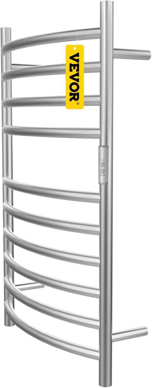 4 Bars Curved Stainless Steel Heated Towel Rack with Timer N7594